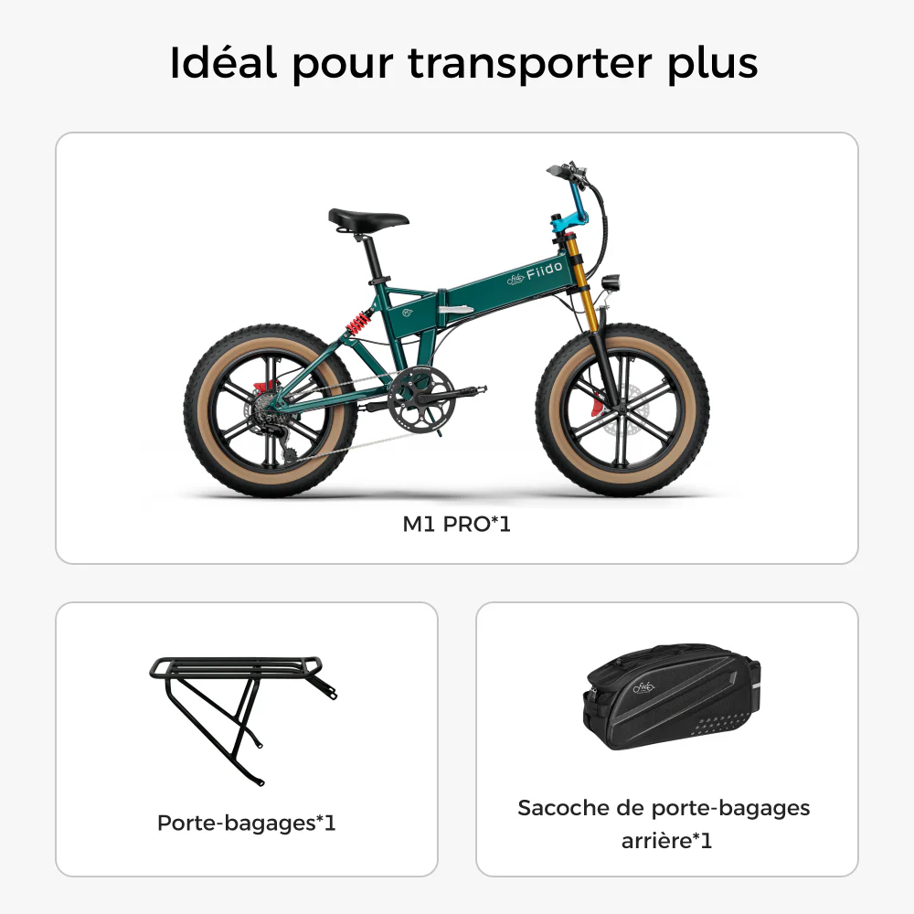 Fiido M1 Pro Vélo électrique Vtt Fatbike Cargo De Gros Pneus - Image 12